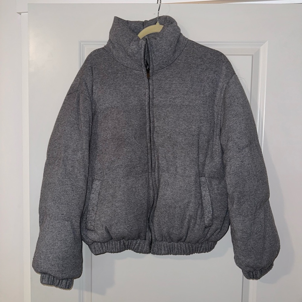 Boohoo Funnel Neck Knitted Puffer Jacket